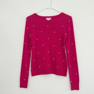 Maison Jules Pink Pearl Embellished Sweater